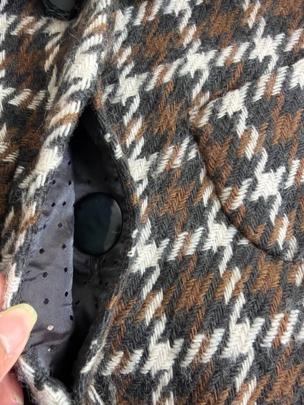 Banana Republic Wool Blend Houndstooth Jacket Coat Size M - Picture 15 of 16